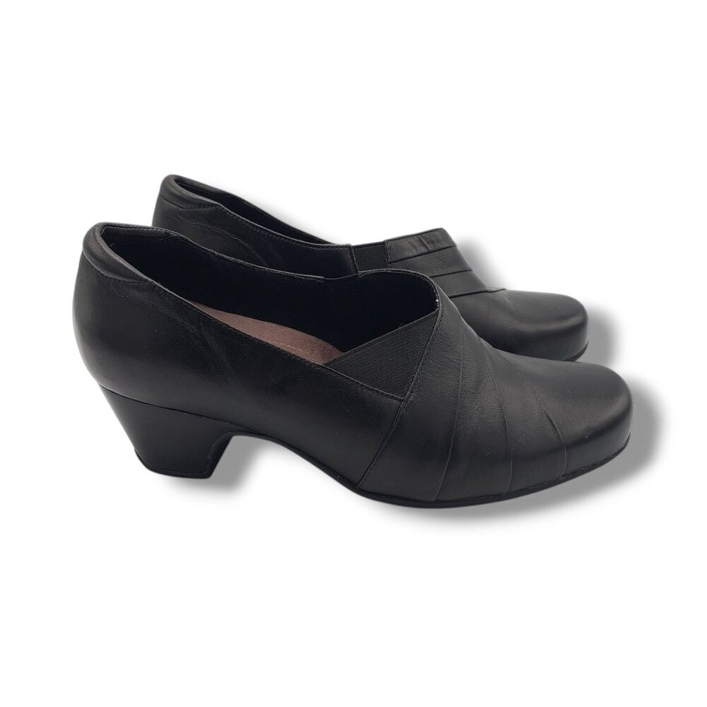 Clarks Everyday Sugar Spice Pump Womens 8.5XW Black Leather Loafer